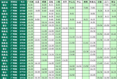 广珠轻轨最新时刻表详解